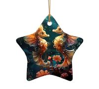 WZYCWB This Star Shape ceramic Christmas tree Beautiful Seahorse Couple printed with a pattern is perfect for winter Christmas party and home decor.