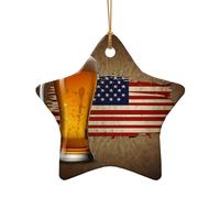WZYCWB This Star Shape ceramic Christmas tree Beer picture exaggerated printed with a pattern is perfect for winter Christmas party and home decor.