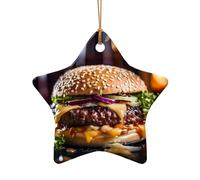 WZYCWB This Star Shape ceramic Christmas tree Big Burger printed with a pattern is perfect for winter Christmas party and home decor.