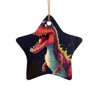 WZYCWB This Star Shape ceramic Christmas tree big-mouthed dinosaur printed with a pattern is perfect for winter Christmas party and home decor.