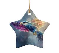 WZYCWB This Star Shape ceramic Christmas tree bird with crystal feathers printed with a pattern is perfect for winter Christmas party and home decor.
