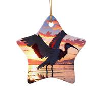 WZYCWB This Star Shape ceramic Christmas tree Birds flying by the sea printed with a pattern is perfect for winter Christmas party and home decor.
