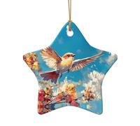 WZYCWB This Star Shape ceramic Christmas tree Birds Flying printed with a pattern is perfect for winter Christmas party and home decor.