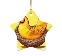 WZYCWB This Star Shape ceramic Christmas tree Bird's Nest Golden Chicken printed with a pattern is perfect for winter Christmas party and home decor.