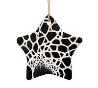 WZYCWB This Star Shape ceramic Christmas tree Black and white grid printed with a pattern is perfect for winter Christmas party and home decor.