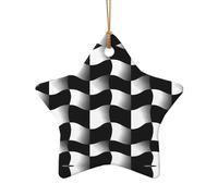 WZYCWB This Star Shape ceramic Christmas tree Black and White Wave Mosaic printed with a pattern is perfect for winter Christmas party and home decor.