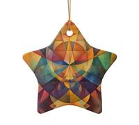 WZYCWB This Star Shape ceramic Christmas tree Block Harmony printed with a pattern is perfect for winter Christmas party and home decor.