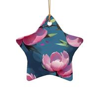 WZYCWB This Star Shape ceramic Christmas tree Blooming Peonies printed with a pattern is perfect for winter Christmas party and home decor.