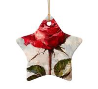 WZYCWB This Star Shape ceramic Christmas tree Blooming red roses printed with a pattern is perfect for winter Christmas party and home decor.