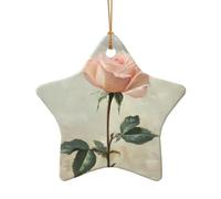 WZYCWB This Star Shape ceramic Christmas tree Blooming white roses printed with a pattern is perfect for winter Christmas party and home decor.