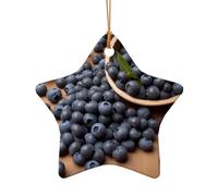 WZYCWB This Star Shape ceramic Christmas tree blueberry pulp printed with a pattern is perfect for winter Christmas party and home decor.