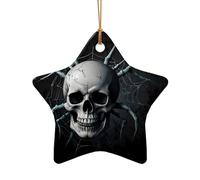 WZYCWB This Star Shape ceramic Christmas tree blueSkull spider printed with a pattern is perfect for winter Christmas party and home decor.