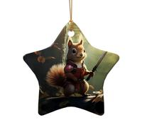 WZYCWB This Star Shape ceramic Christmas tree Brave Squirrel printed with a pattern is perfect for winter Christmas party and home decor.