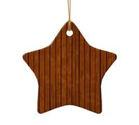 WZYCWB This Star Shape ceramic Christmas tree Brown wood pattern printed with a pattern is perfect for winter Christmas party and home decor.