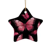 WZYCWB This Star Shape ceramic Christmas tree butterfly on black background printed with a pattern is perfect for winter Christmas party and home decor.