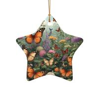 WZYCWB This Star Shape ceramic Christmas tree Butterfly Swarm printed with a pattern is perfect for winter Christmas party and home decor.