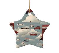 WZYCWB This Star Shape ceramic Christmas tree Car in the Cloud printed with a pattern is perfect for winter Christmas party and home decor.