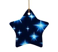 WZYCWB This Star Shape ceramic Christmas tree Cartoon blue star printed with a pattern is perfect for winter Christmas party and home decor.