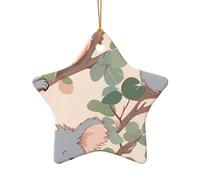 WZYCWB This Star Shape ceramic Christmas tree Cartoon koala printed with a pattern is perfect for winter Christmas party and home decor.