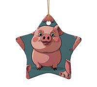 WZYCWB This Star Shape ceramic Christmas tree Cartoon pig printed with a pattern is perfect for winter Christmas party and home decor.