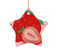 WZYCWB This Star Shape ceramic Christmas tree cartoon strawberry printed with a pattern is perfect for winter Christmas party and home decor.