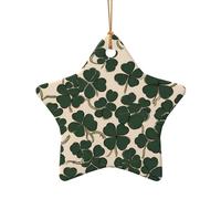 WZYCWB This Star Shape ceramic Christmas tree Celtic Clover printed with a pattern is perfect for winter Christmas party and home decor.