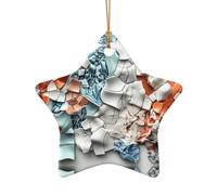 WZYCWB This Star Shape ceramic Christmas tree Ceramic pixel fragments printed with a pattern is perfect for winter Christmas party and home decor.
