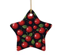 WZYCWB This Star Shape ceramic Christmas tree cherry background printed with a pattern is perfect for winter Christmas party and home decor.