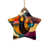 WZYCWB This Star Shape ceramic Christmas tree Circle Square Harmony printed with a pattern is perfect for winter Christmas party and home decor.