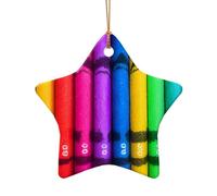 WZYCWB This Star Shape ceramic Christmas tree colored crayons printed with a pattern is perfect for winter Christmas party and home decor.