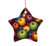 WZYCWB This Star Shape ceramic Christmas tree Colorful fruit printed with a pattern is perfect for winter Christmas party and home decor.