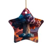 WZYCWB This Star Shape ceramic Christmas tree Colorful mushroom cloud printed with a pattern is perfect for winter Christmas party and home decor.