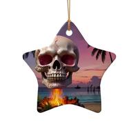 WZYCWB This Star Shape ceramic Christmas tree Colorful pink flame printed with a pattern is perfect for winter Christmas party and home decor.