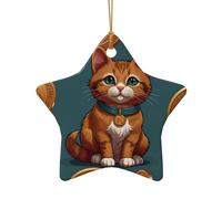 WZYCWB This Star Shape ceramic Christmas tree Copper coin kitten printed with a pattern is perfect for winter Christmas party and home decor.