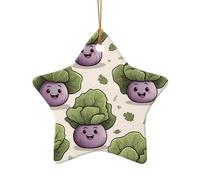 WZYCWB This Star Shape ceramic Christmas tree Cute cabbage printed with a pattern is perfect for winter Christmas party and home decor.