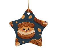 WZYCWB This Star Shape ceramic Christmas tree Cute cartoon croissant printed with a pattern is perfect for winter Christmas party and home decor.