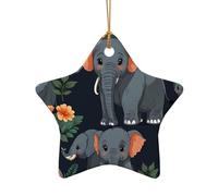WZYCWB This Star Shape ceramic Christmas tree Cute elephant printed with a pattern is perfect for winter Christmas party and home decor.