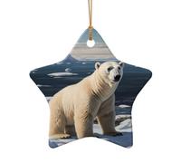 WZYCWB This Star Shape ceramic Christmas tree Cute polar bear printed with a pattern is perfect for winter Christmas party and home decor.