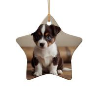 WZYCWB This Star Shape ceramic Christmas tree Cute puppy printed with a pattern is perfect for winter Christmas party and home decor.