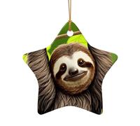 WZYCWB This Star Shape ceramic Christmas tree Cute Sloth printed with a pattern is perfect for winter Christmas party and home decor.