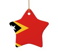 WZYCWB This Star Shape ceramic Christmas tree Democratic Republic of Timor-Leste printed with a pattern is perfect for winter Christmas party and home decor.