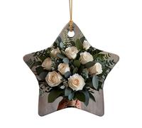 WZYCWB This Star Shape ceramic Christmas tree Dream Core printed with a pattern is perfect for winter Christmas party and home decor.
