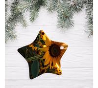 WZYCWB This Star Shape ceramic Christmas tree Farm Sunflower printed with a pattern is perfect for winter Christmas party and home decor.