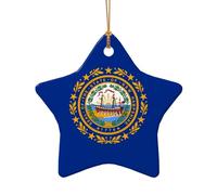 WZYCWB This Star Shape ceramic Christmas tree Flag of New Hampshire printed with a pattern is perfect for winter Christmas party and home decor.