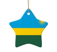 WZYCWB This Star Shape ceramic Christmas tree Flag of Rwanda printed with a pattern is perfect for winter Christmas party and home decor.