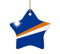 WZYCWB This Star Shape ceramic Christmas tree Flag of the Marshall Islands printed with a pattern is perfect for winter Christmas party and home decor.