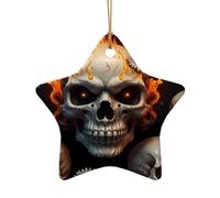 WZYCWB This Star Shape ceramic Christmas tree Flame Spider Skull Head printed with a pattern is perfect for winter Christmas party and home decor.