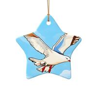 WZYCWB This Star Shape ceramic Christmas tree Flying Seagulls printed with a pattern is perfect for winter Christmas party and home decor.
