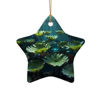 WZYCWB This Star Shape ceramic Christmas tree forest lotus leaf dream core printed with a pattern is perfect for winter Christmas party and home decor.