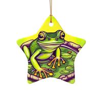 WZYCWB This Star Shape ceramic Christmas tree Frog in a pond printed with a pattern is perfect for winter Christmas party and home decor.